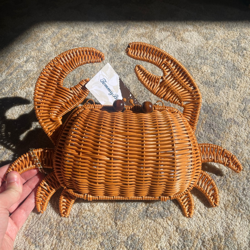 Nwt Tommy Bahama Crab Purse Wicker Brown Shoulder Bag